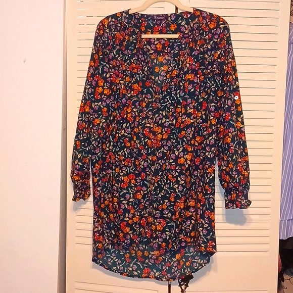 Roaman's Floral Blouse EUC Comfortable tunic style plus size 16W - Picture 1 of 4